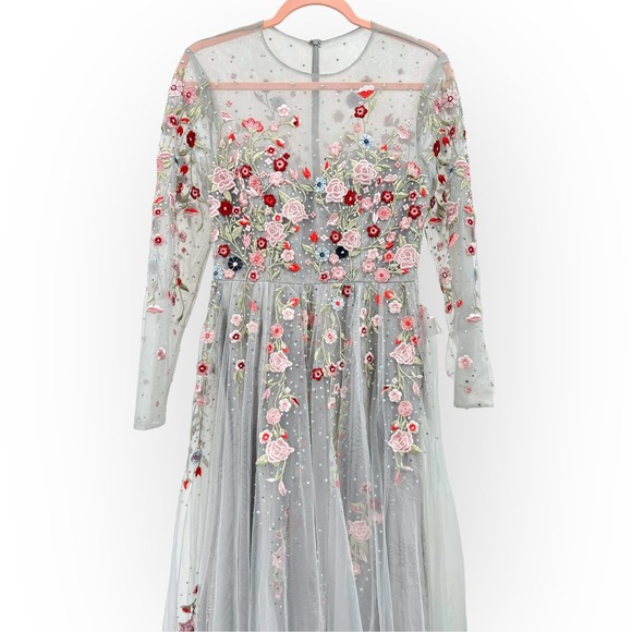 Mac Duggal Embroidered Illusion High Neck Long Sleeve A-line Gown NEW‎ $798 [6] - Picture 3 of 16